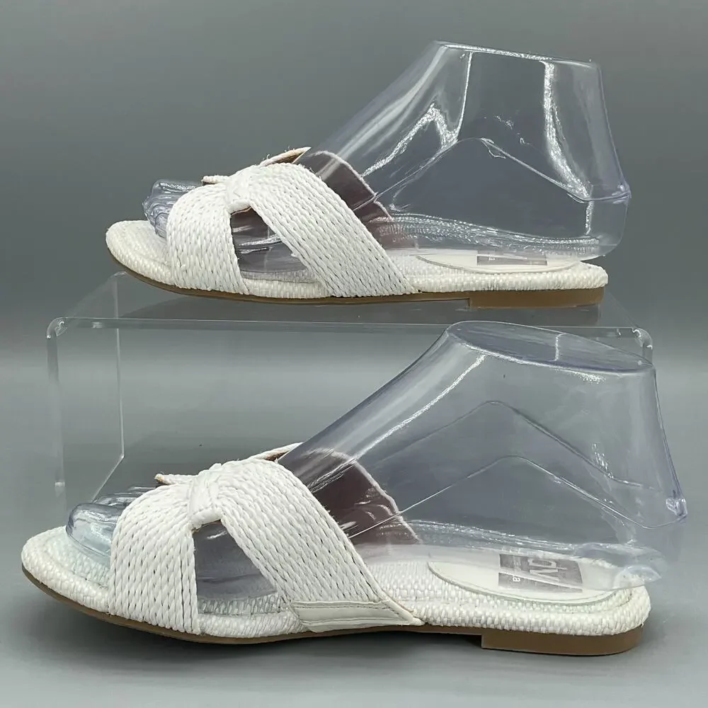 Dolce Vita Women’s Geeya Raffia Criss Cross Slide Sandals White Size 5
